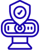 Robot with shield and checkmark icon.